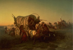 The Attack on the Emigrant Train (1856) by Charles Ferdinand Wimar